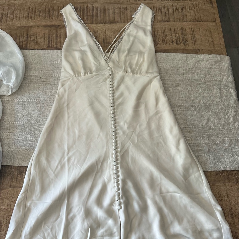 Meshki Ivory Button-Front Mini Dress